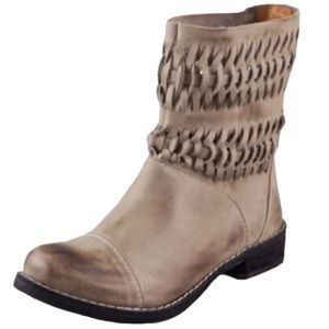 Modern Vintage Light Grey Leather Orsa Low Boots Size 36.5